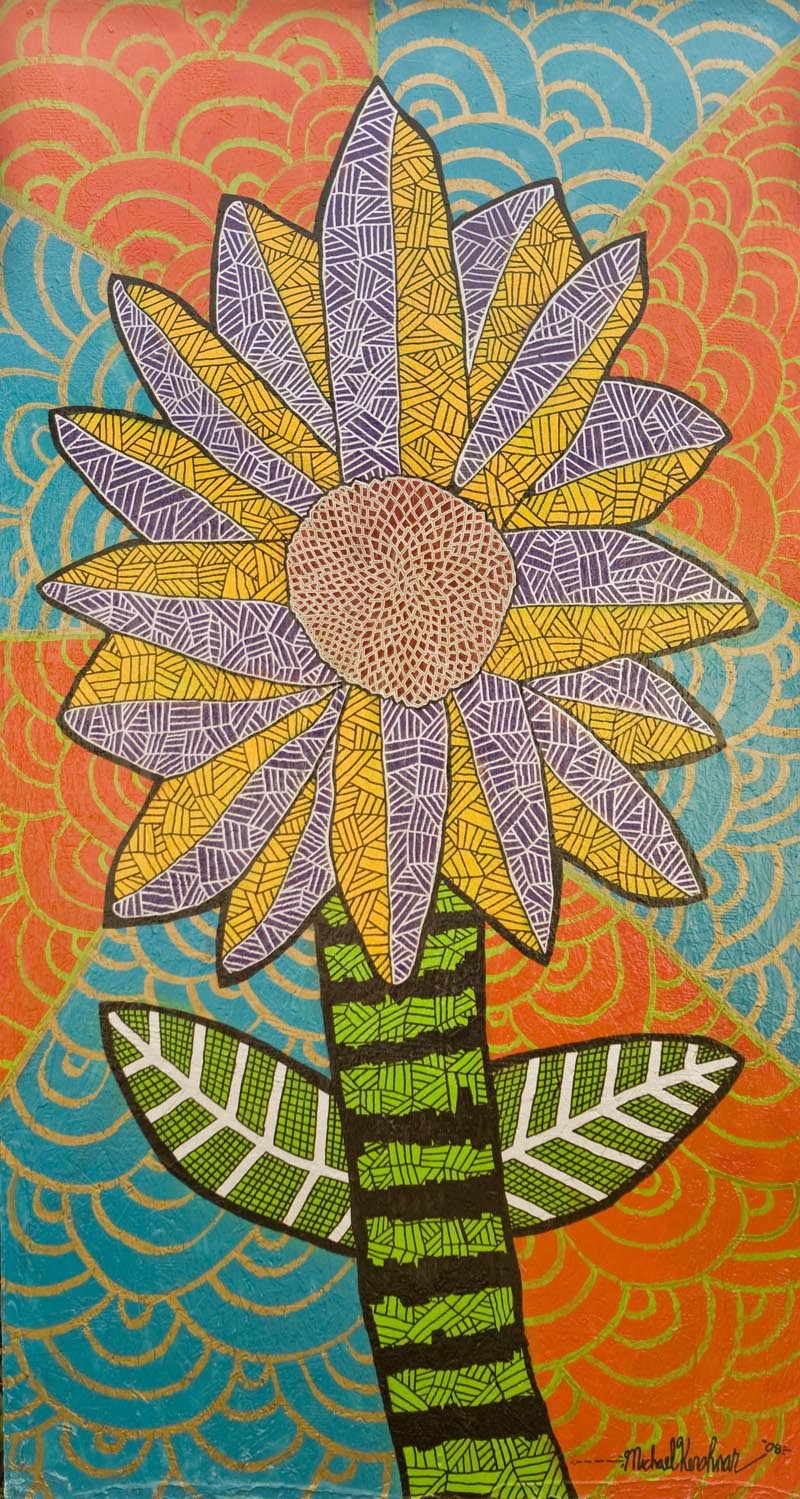 michael kershnar sunflower canvas painting